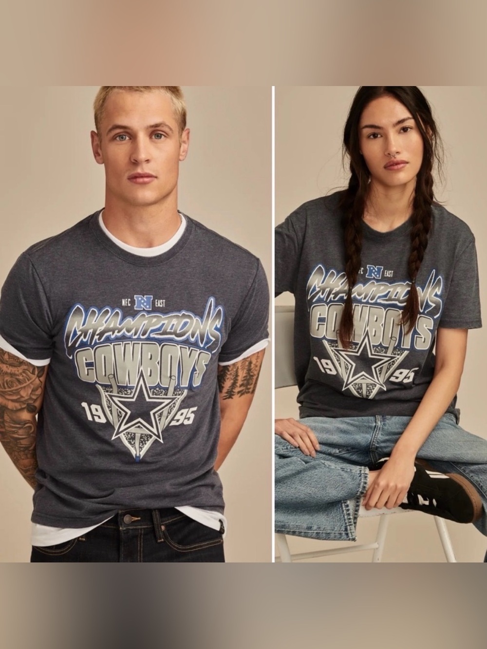 NFL x Lucky Brand Dallas Cowboys Blue Crewneck T-Shirt Unisex Size XXL NWT